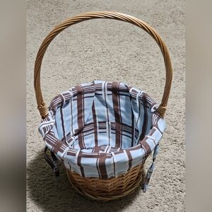 Vintage Easter Basket - Traditional Design - Wicker W/ Plaid Cloth Lining